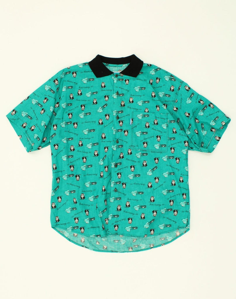 CARRERA Mens Crazy Pattern Short Sleeve Shirt Medium Green Cotton | Vintage Carrera | Thrift | Second-Hand Carrera | Used Clothing | Messina Hembry 
