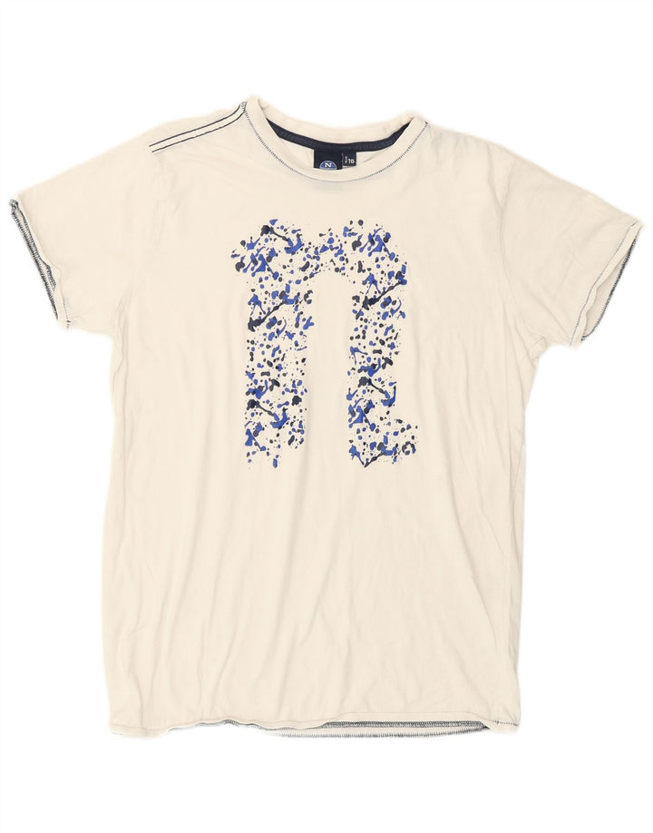 North Sails Boys Graphic T-Shirt Top 15-16 Years Off White Spotted
