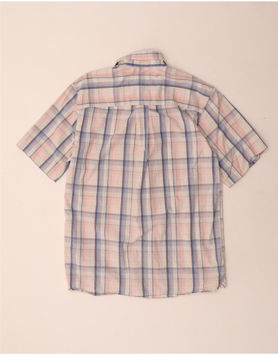 IZOD Mens Short Sleeve Shirt Small Pink Check Cotton