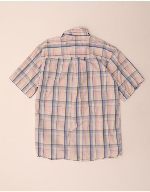 IZOD Mens Short Sleeve Shirt Small Pink Check Cotton