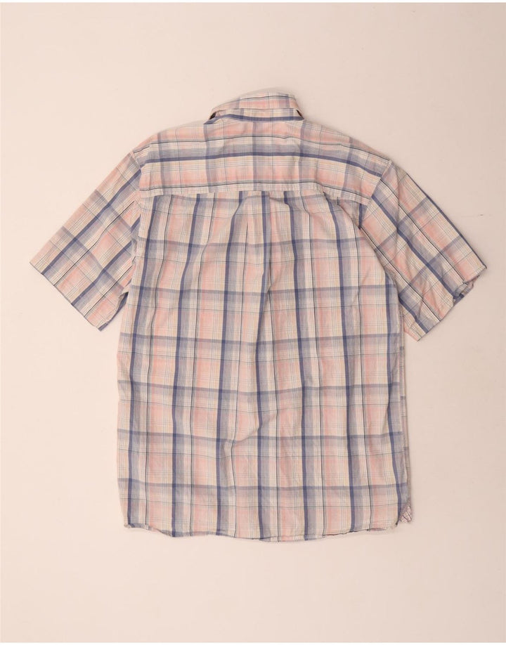 IZOD Mens Short Sleeve Shirt Small Pink Check Cotton