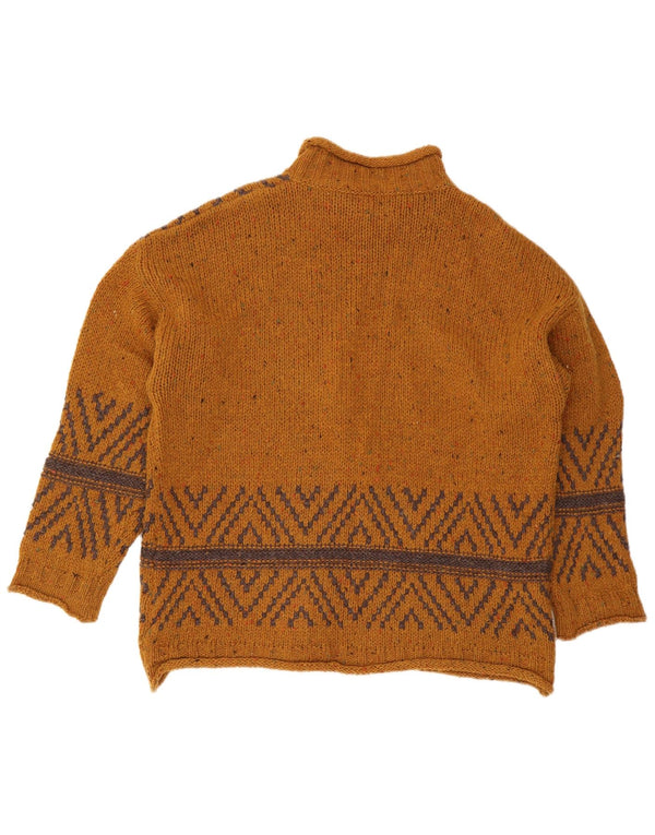 Sisley Womens Turtle Neck Jumper Sweater UK 16 Large Brown Fair Isle