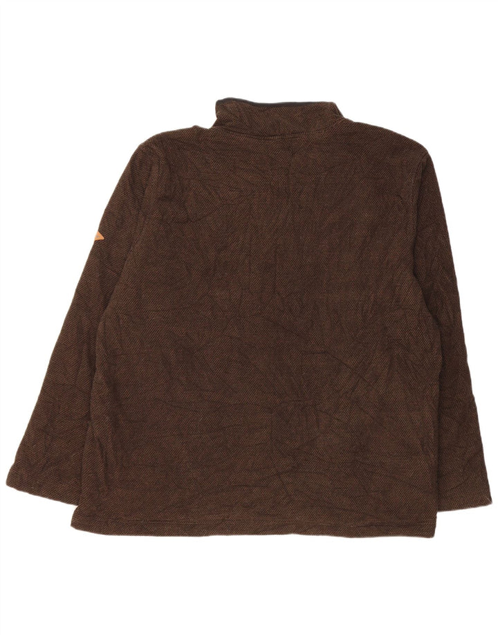 Orvis Mens 1/4 Zip Zip Neck Sweatshirt Jumper 2XL Brown Polyester