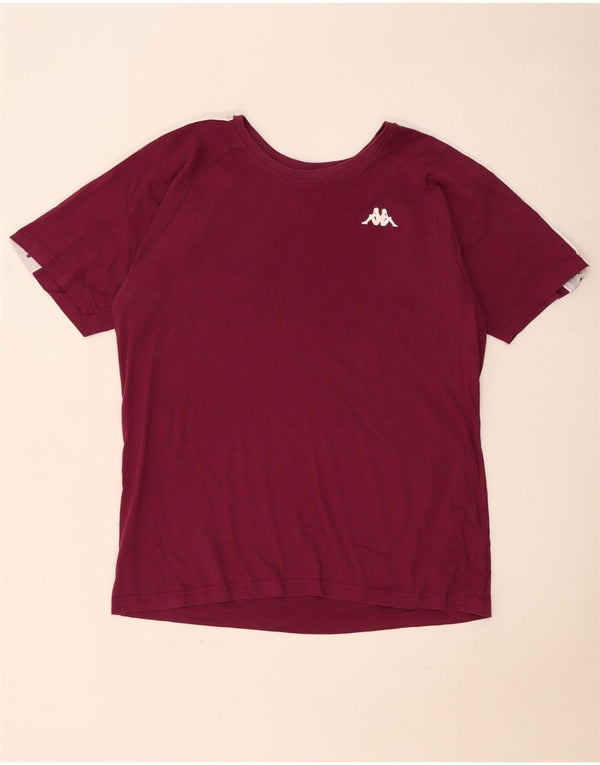 Kappa Mens Graphic T-Shirt Top Large Burgundy Colourblock Cotton