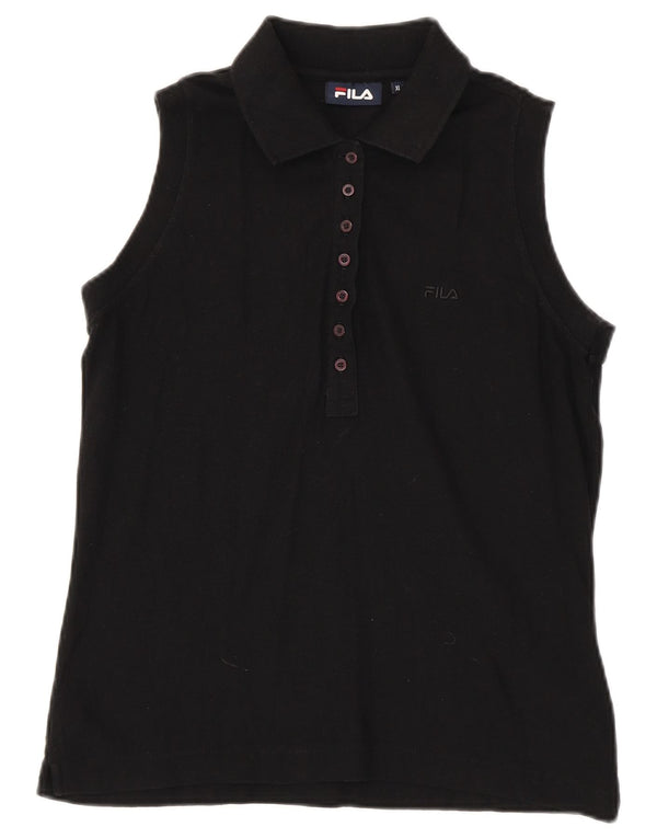 Fila Girls Sleeveless Polo Shirt 15-16 Years XL Black Cotton