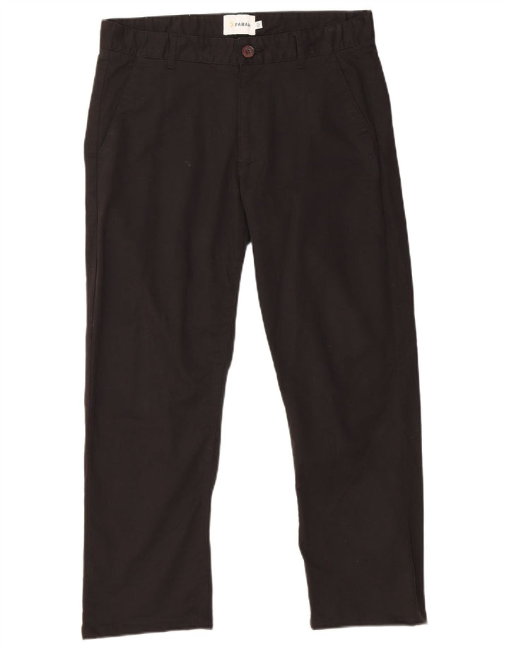 Farah Mens Cropped Trousers W30 L24 Black Cotton