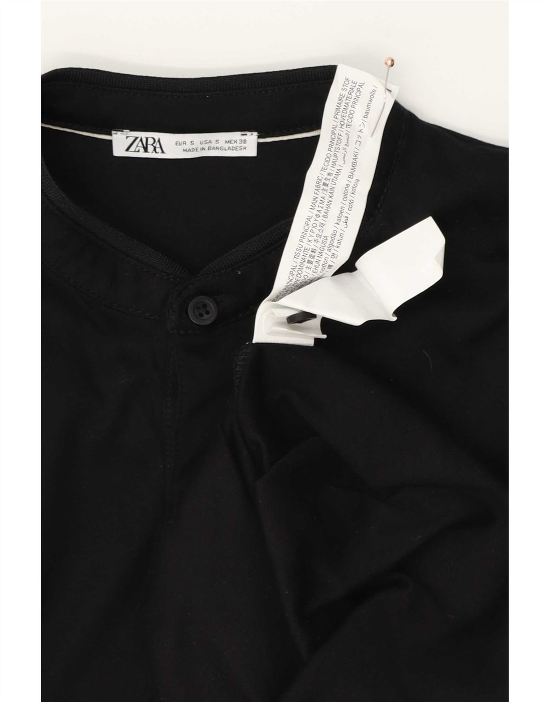 Zara Mens Polo Shirt Small Black Cotton
