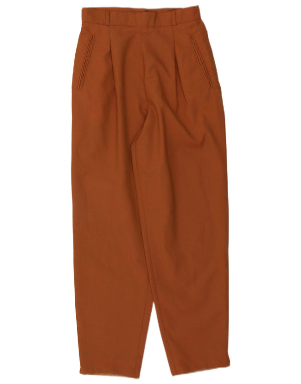 Vintage Womens High Waist Tapered Casual Trousers IT 40 Small W26 L26 Brown