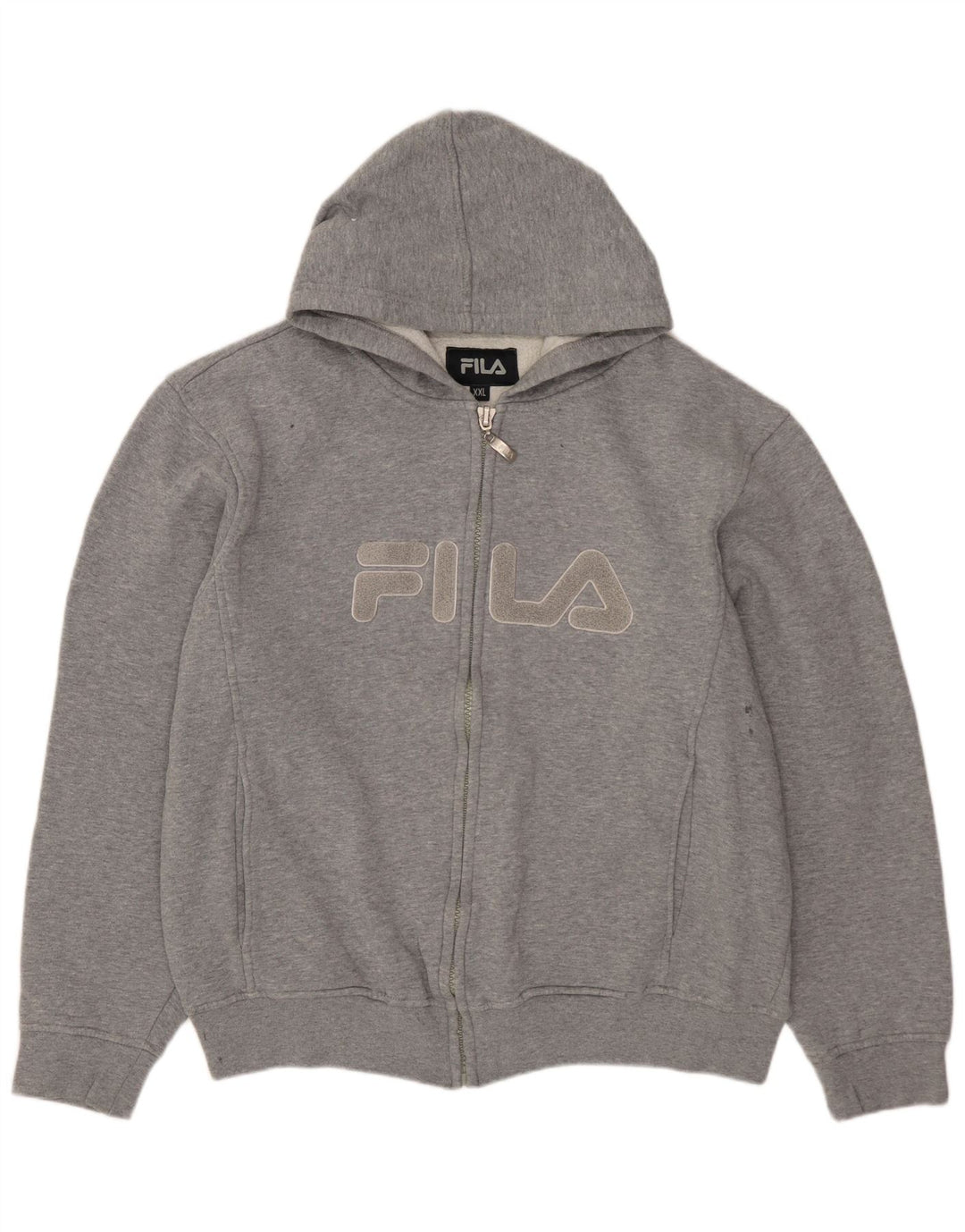 FILA Womens Graphic Oversized Zip Hoodie Sweater UK 20 2XL Grey Cotton
