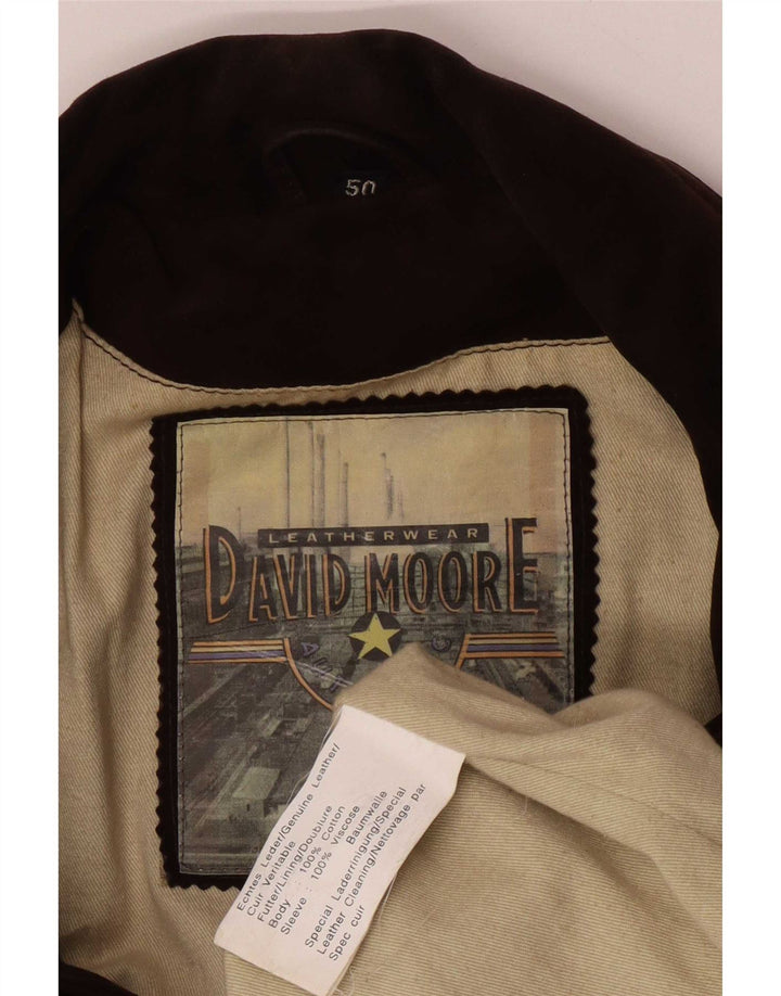 David Moore Mens Suede Windbreaker Coat IT 50 Large Brown Leather