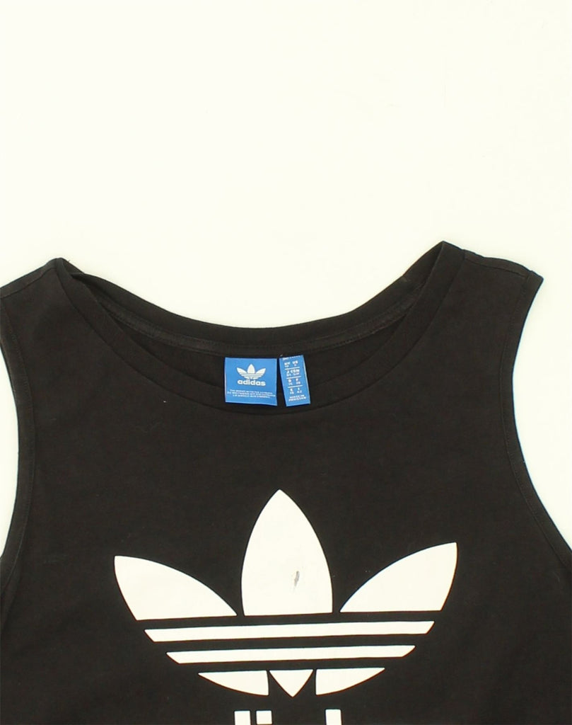 ADIDAS Womens Graphic Vest Top UK 10 Small Black Cotton | Vintage Adidas | Thrift | Second-Hand Adidas | Used Clothing | Messina Hembry 