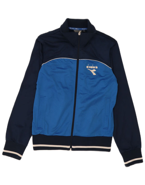 Diadora Mens Tracksuit Top Jacket UK 34 XS Navy Blue Colourblock Polyester