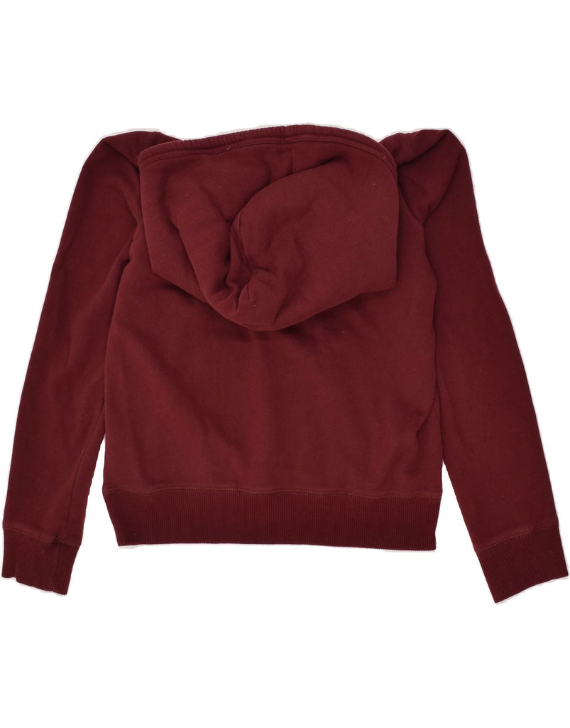 HOLLISTER Womens Crop Graphic Hoodie Jumper UK 12 Medium Maroon Cotton | Vintage Hollister | Thrift | Second-Hand Hollister | Used Clothing | Messina Hembry 