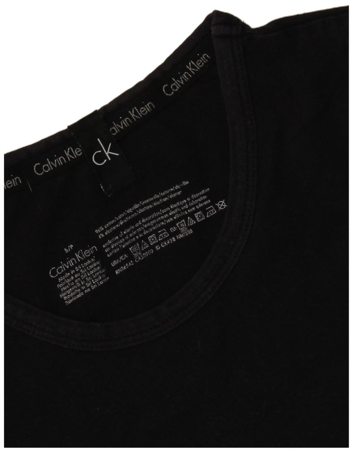 CALVIN KLEIN Mens Graphic T-Shirt Top Small Black Cotton