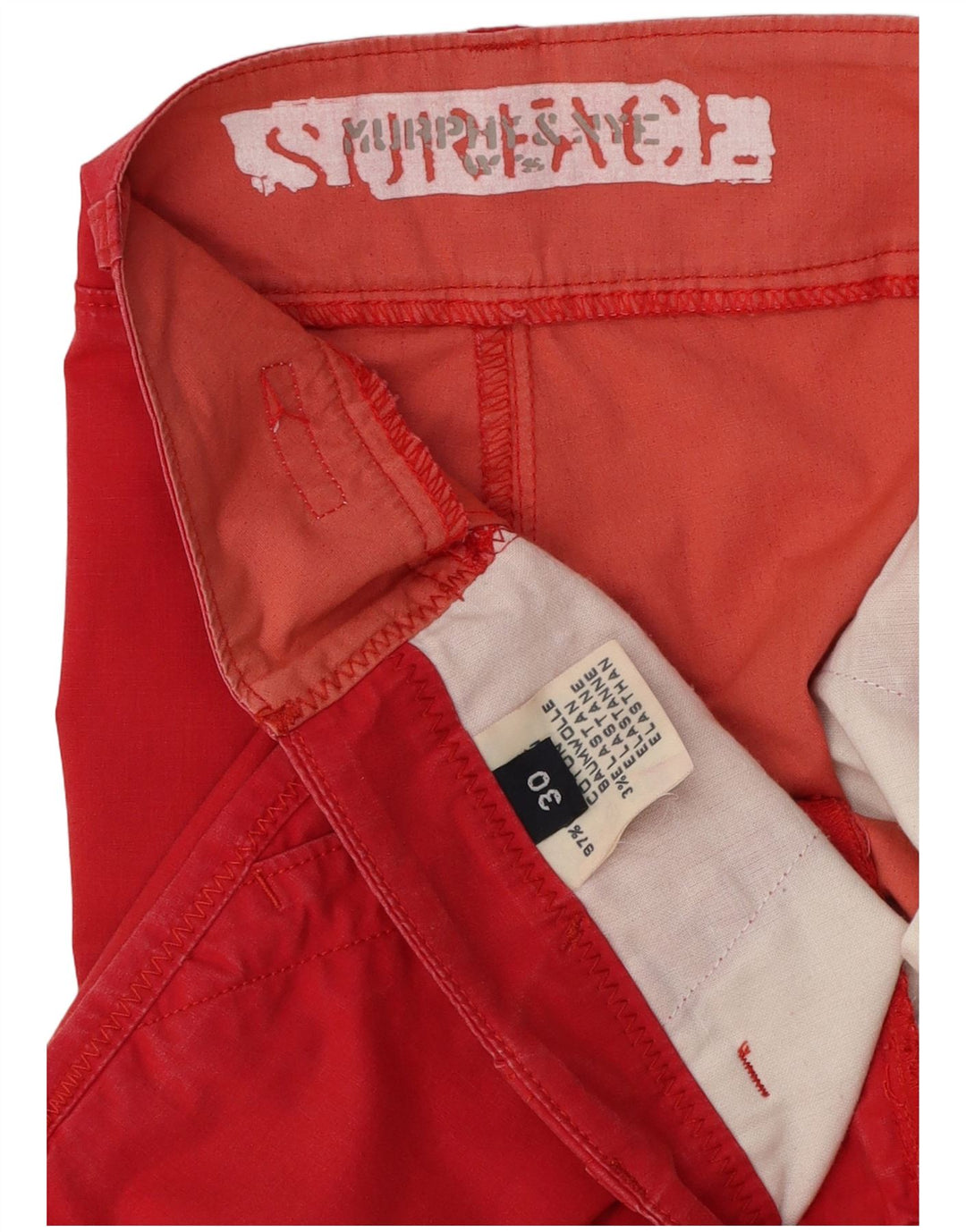 MURPHY & NYE Womens Slim Chino Trousers W30 L29 Red Cotton