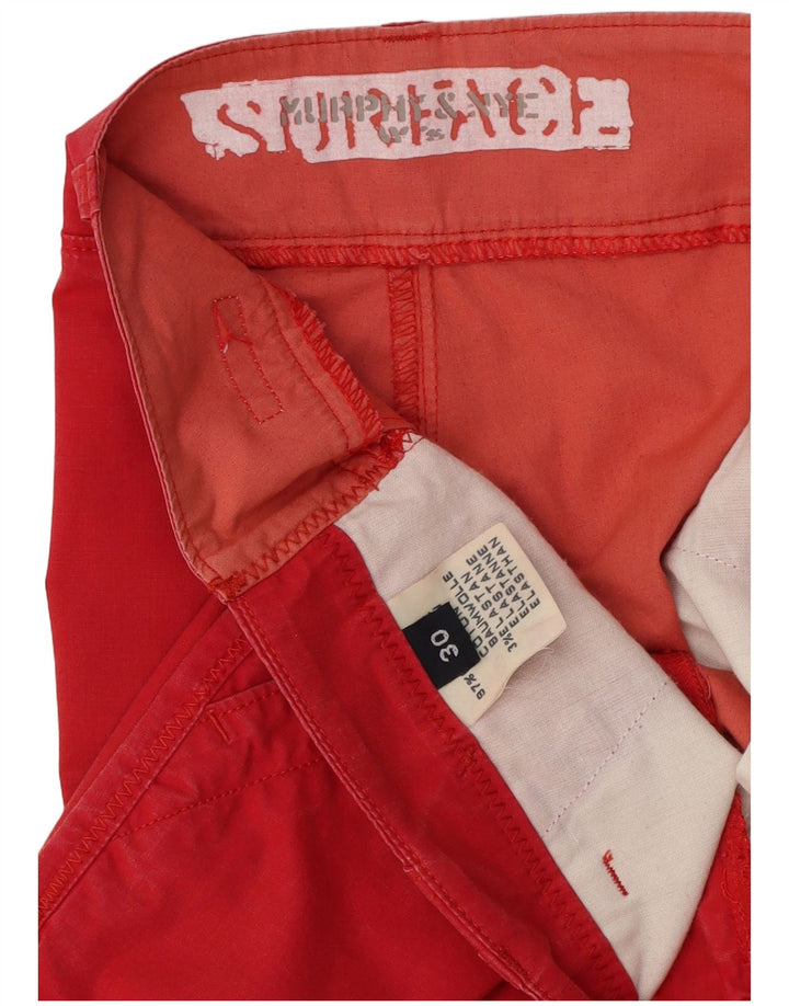 MURPHY & NYE Womens Slim Chino Trousers W30 L29 Red Cotton