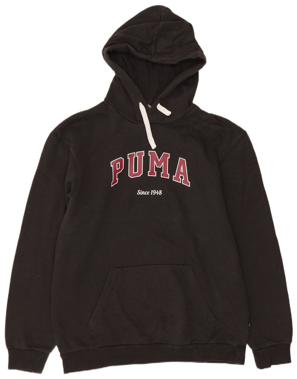 Puma Mens Graphic Hoodie Jumper Medium Black Cotton