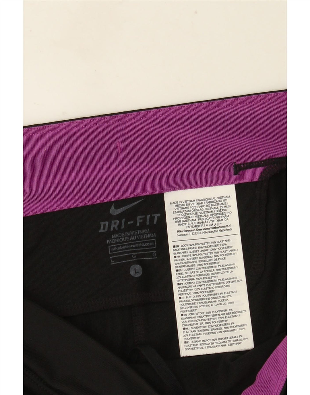 Nike Womens Dri Fit Capri Leggings UK 14 Large  Black Colourblock Polyester