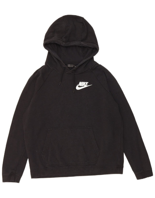 Nike Womens Hoodie Jumper UK 16 Large Black Cotton