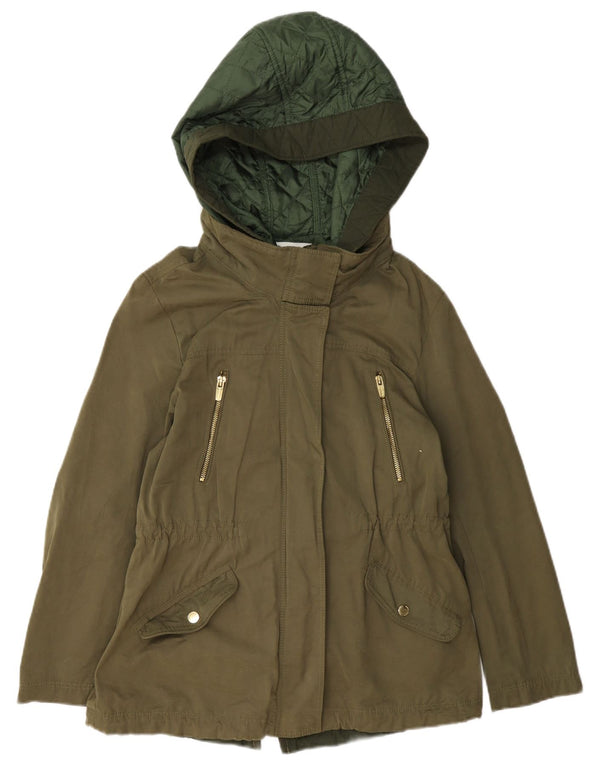 Zara Girls Hooded Parka Jacket 13-14 Years Khaki Polyester