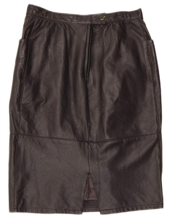 Vintage Womens Leather Skirt W26 Small Black Leather