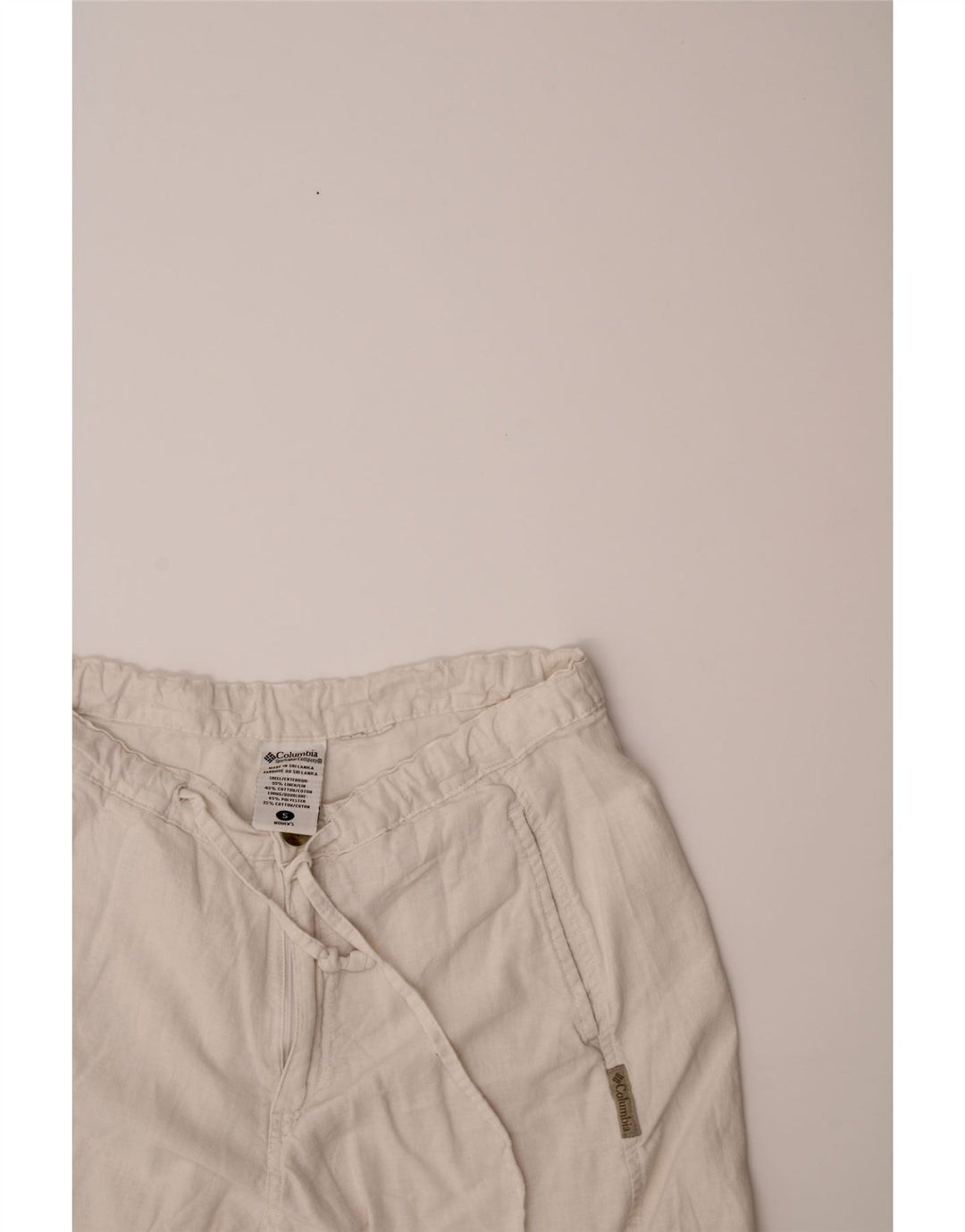 COLUMBIA Womens Chino Shorts Small W26  White Linen Vintage Columbia and Second-Hand Columbia from Messina Hembry 