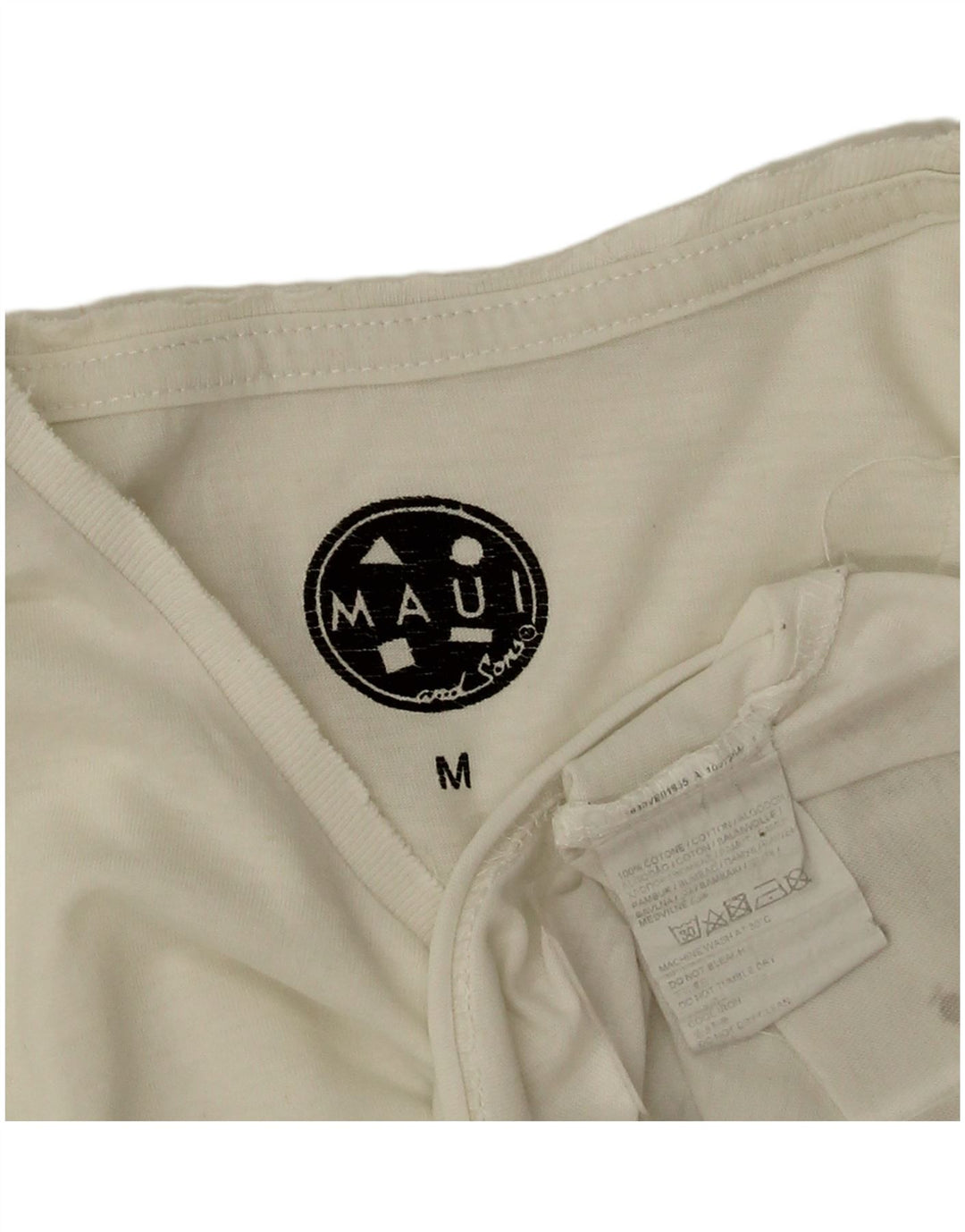 Maui and Sons Mens Graphic T-Shirt Top Medium White Cotton