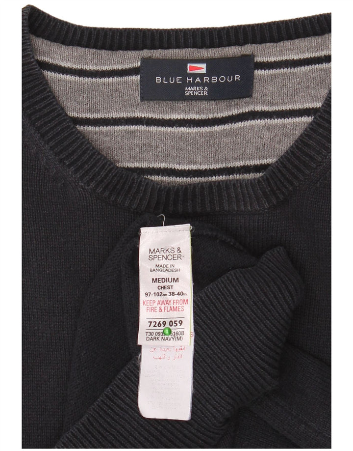 Marks & Spencer Mens Blue Harbour Crew Neck Jumper Sweater Medium Navy Blue
