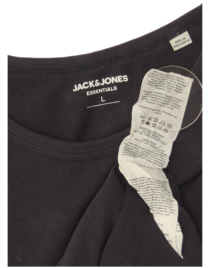 Jack & Jones Mens T-Shirt Top Large Navy Blue Cotton