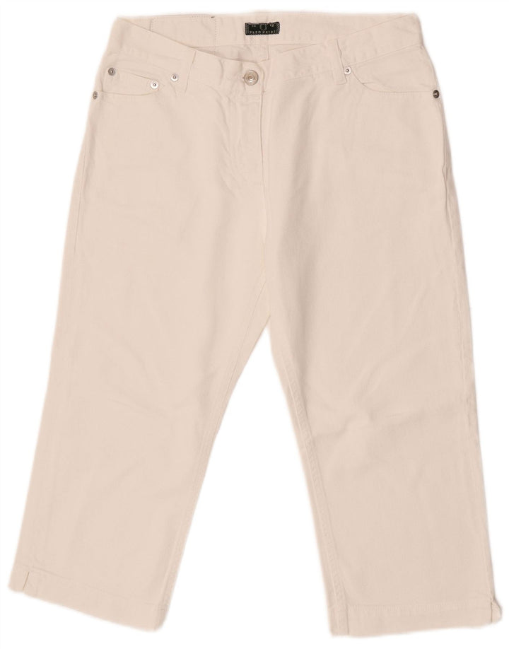 Fred Perry Womens Mid Rise Straight Capri Jeans IT 42 Medium W27 L18 White