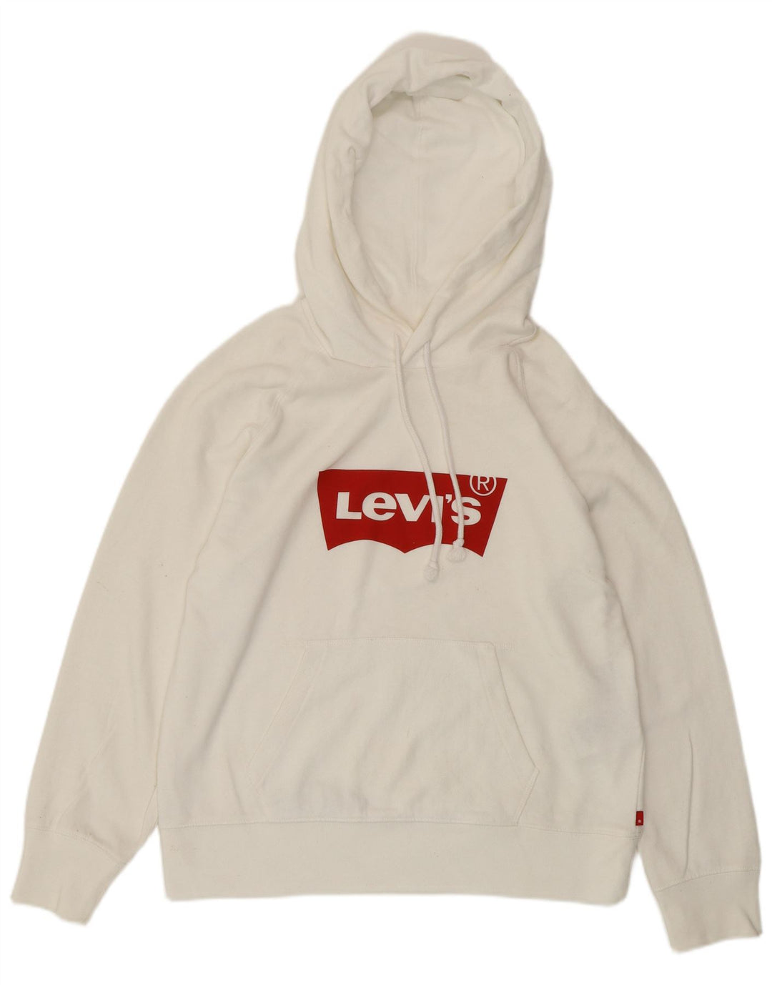 LEVI'S Womens Graphic Oversized Hoodie Jumper UK 10 Small White Cotton