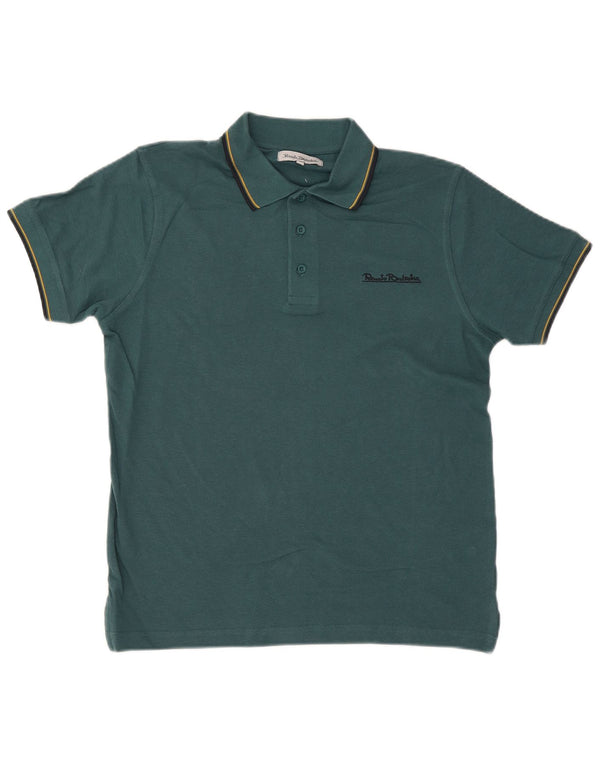 Renato Balestra Mens Polo Shirt Medium Green Striped Cotton