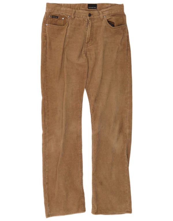 Calvin Klein Mens Straight Corduroy Trousers W31 L34 Beige Cotton