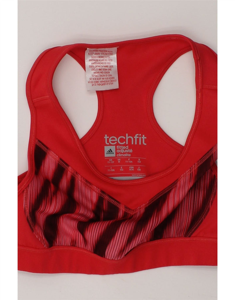 ADIDAS Girls Climalite Sport Bra Top 11-12 Years Red Geometric Polyester | Vintage Adidas | Thrift | Second-Hand Adidas | Used Clothing | Messina Hembry 