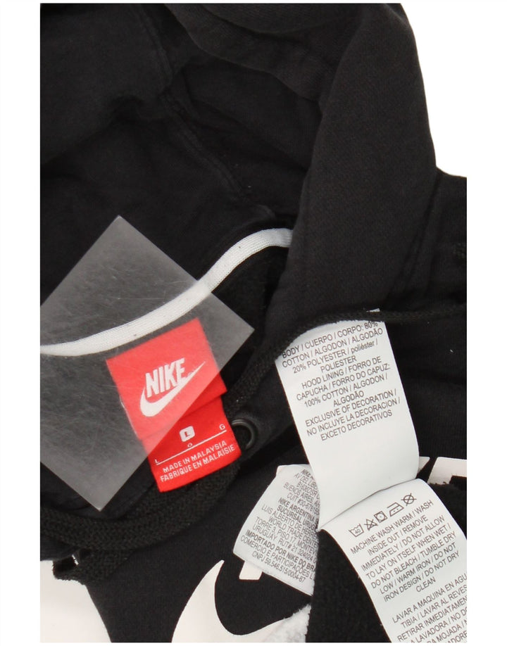 Nike Mens Hoodie Jumper Large Black Colourblock Cotton