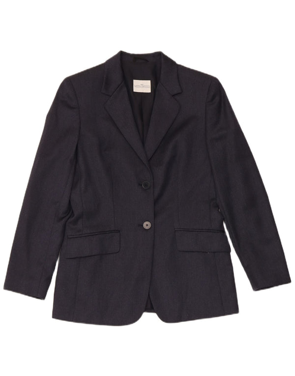 MISSTWIDD Womens 2 Button Blazer Jacket IT 40 Small Navy Blue Virgin Wool