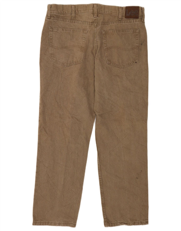Lee Mens Regular Fit Straight Jeans W36 L29 Khaki Cotton