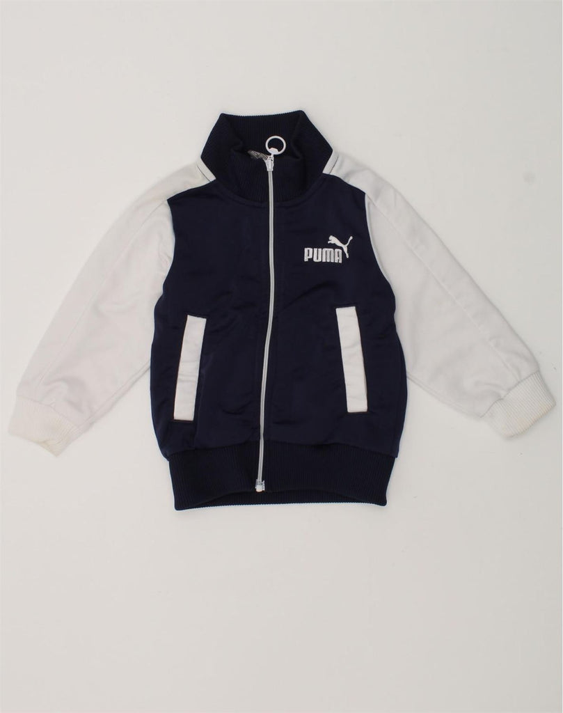 PUMA Baby Boys Tracksuit Top Jacket 6-9 Months Navy Blue Colourblock | Vintage Puma | Thrift | Second-Hand Puma | Used Clothing | Messina Hembry 