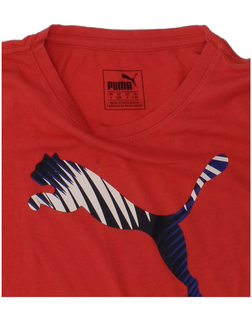 PUMA Girls Graphic T-Shirt Top 7-8 Years Red Cotton | Vintage Puma | Thrift | Second-Hand Puma | Used Clothing | Messina Hembry 