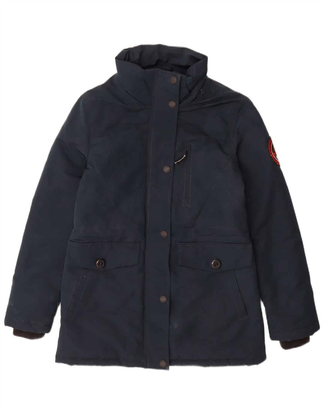 Superdry Womens Hooded Padded Jacket UK 10 Small Navy Blue Polyester