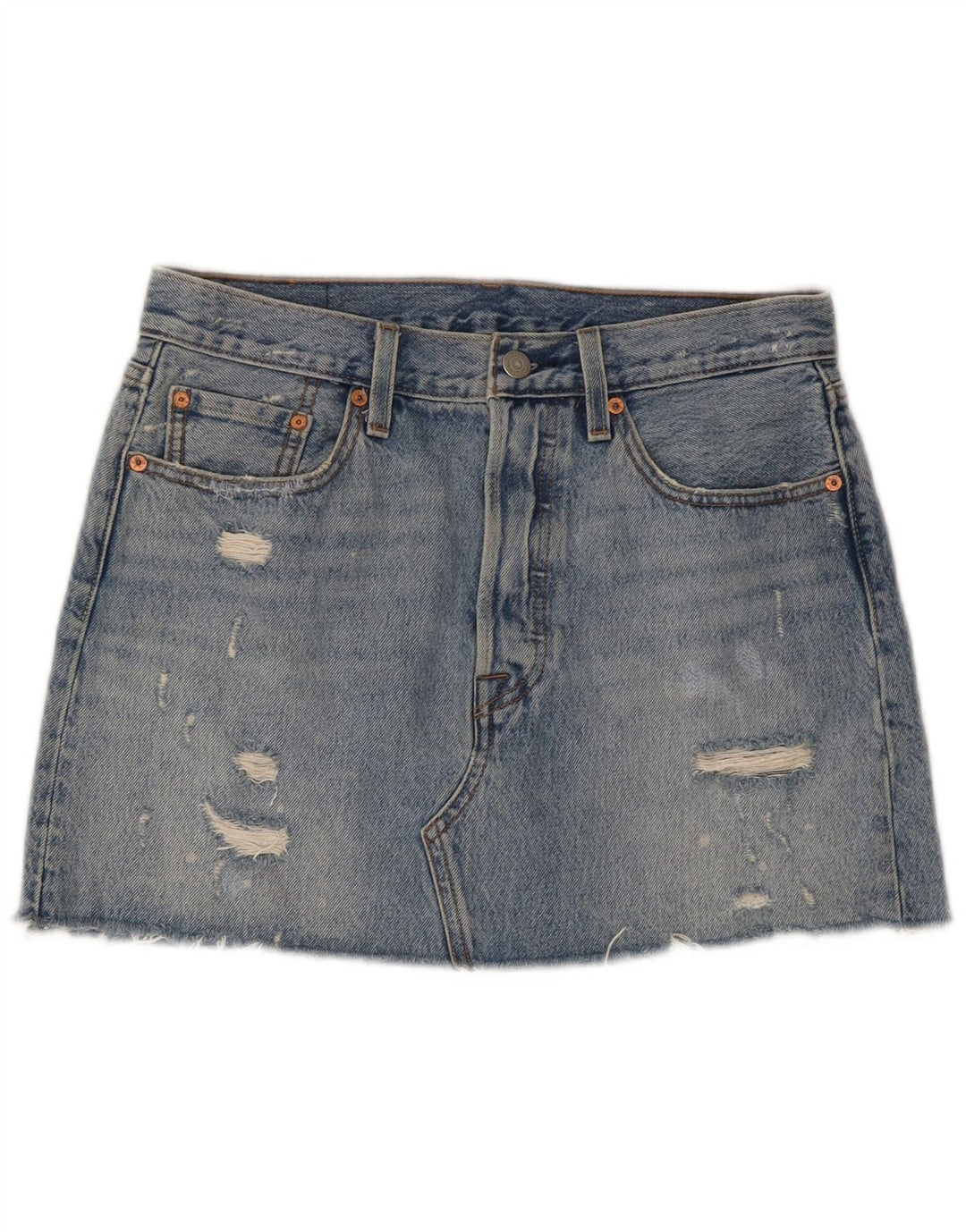 Levi's Womens Distressed Mini Denim Skirt W28 Medium Blue Cotton