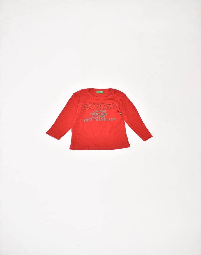 BENETTON Baby Boys Graphic Top Long Sleeve 3-6 Months Red Cotton | Vintage | Thrift | Second-Hand | Used Clothing | Messina Hembry 