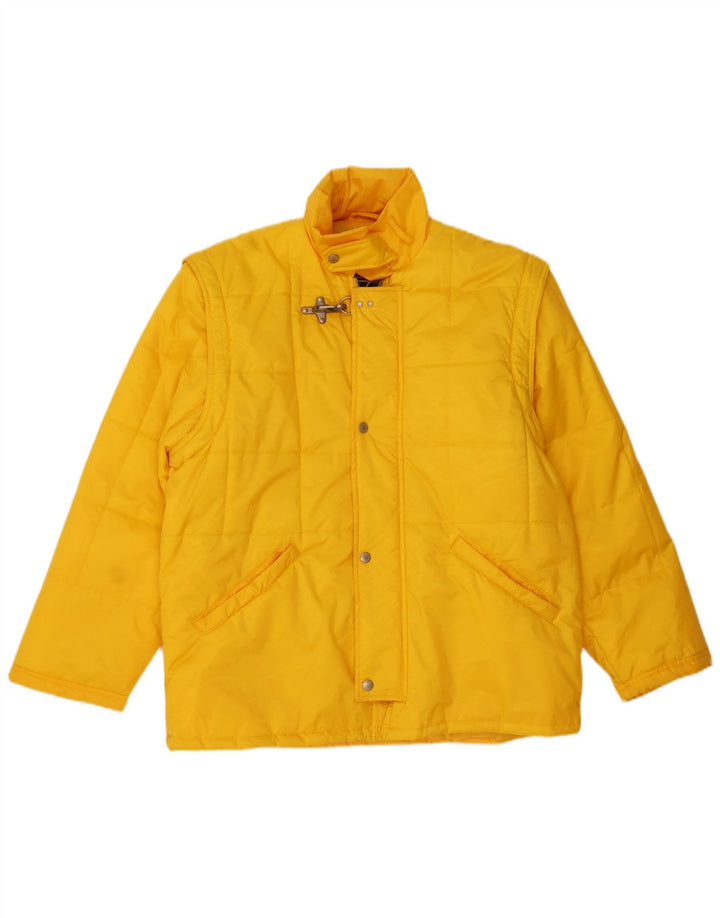 OXER Mens Hooded Padded Jacket UK 40 Large Yellow Polyamide