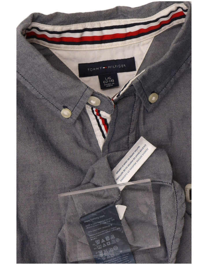 TOMMY HILFIGER Boys Graphic Shirt 12-13 Years Large Grey Colourblock