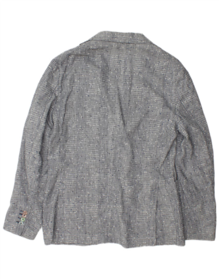 Tellini Mens 2 Button Blazer Jacket IT 50 Large Grey Check Linen