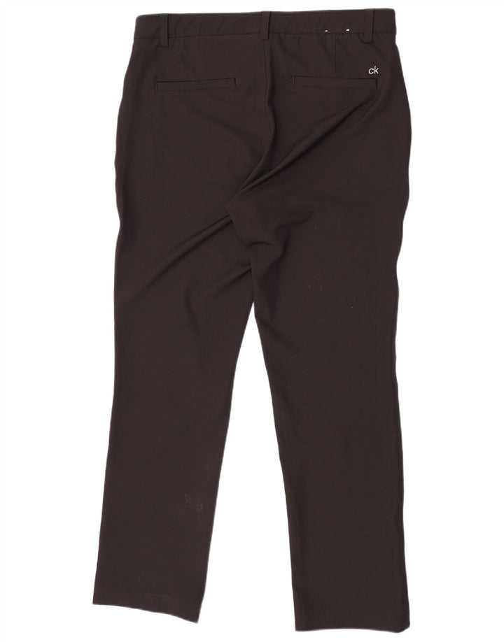 Calvin Klein Mens Straight Chino Trousers W34 L31 Black Polyester