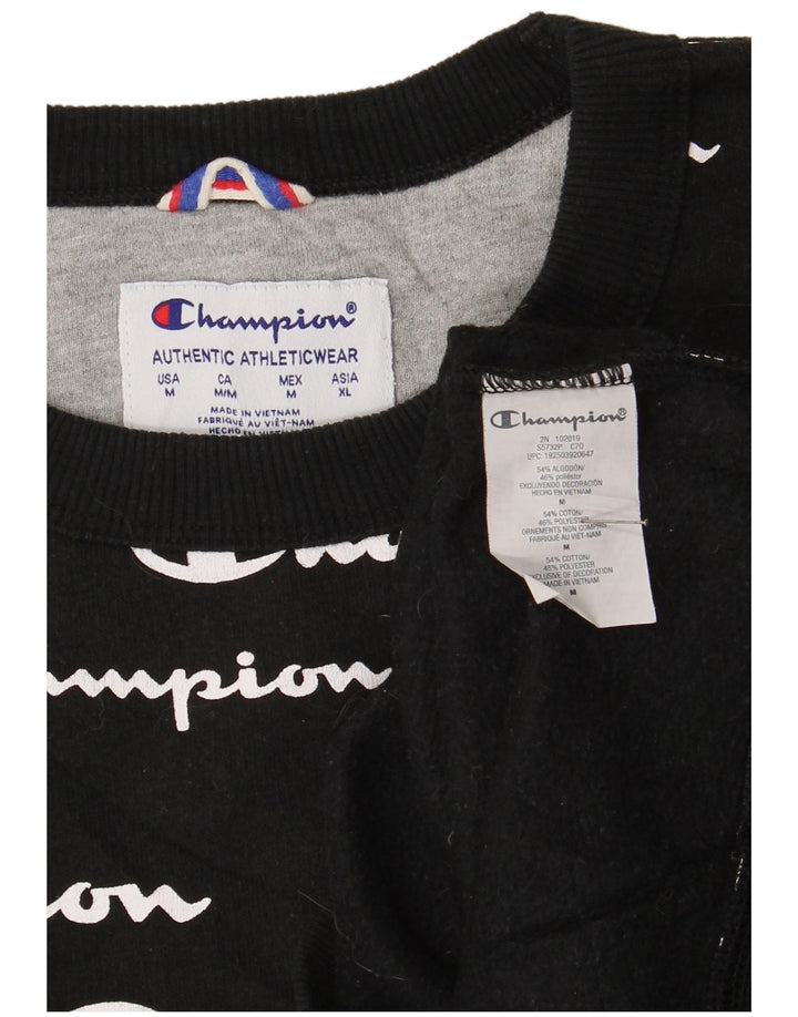 Champion Mens Graphic Sweatshirt Jumper Medium Black Cotton