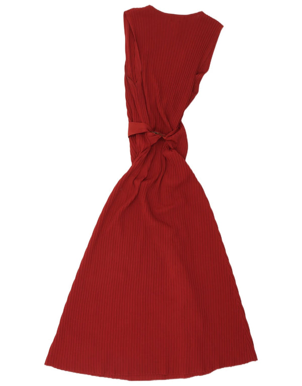 Massimo Dutti Womens Sleeveless Maxi Dress UK 12 Medium Red Viscose