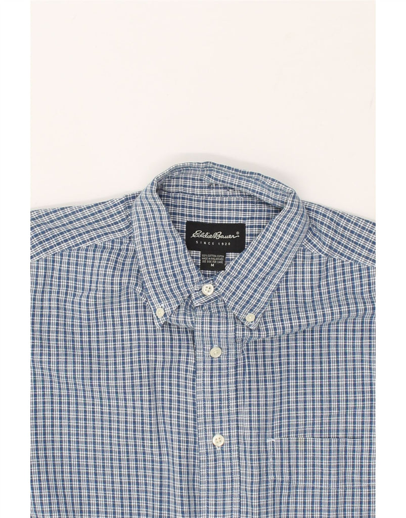 EDDIE BAUER Mens Short Sleeve Shirt Medium Blue Check Cotton | Vintage Eddie Bauer | Thrift | Second-Hand Eddie Bauer | Used Clothing | Messina Hembry 