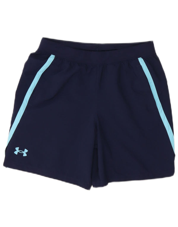 Under Armour Boys Sport Shorts 11-12 Years Large Navy Blue Colourblock